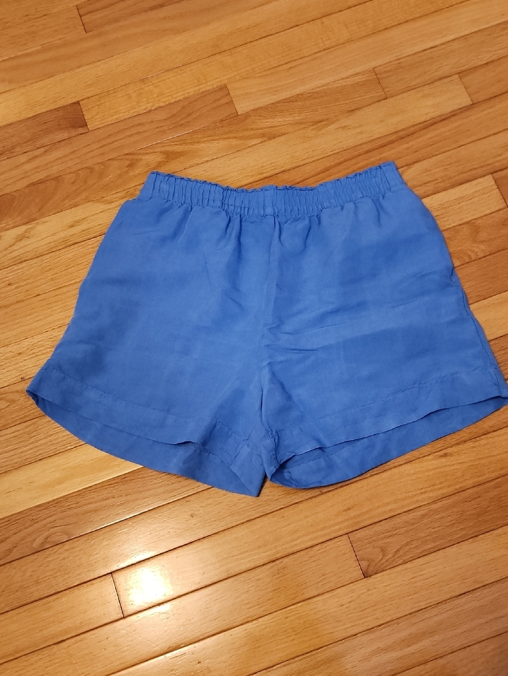 H&M Blue High-Waist Elastic Linen-Blend Women's Shorts